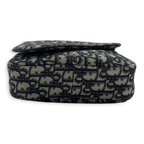 Christian Dior Oblique Belt Bag Blue in Jacquard, Silver hardware_5