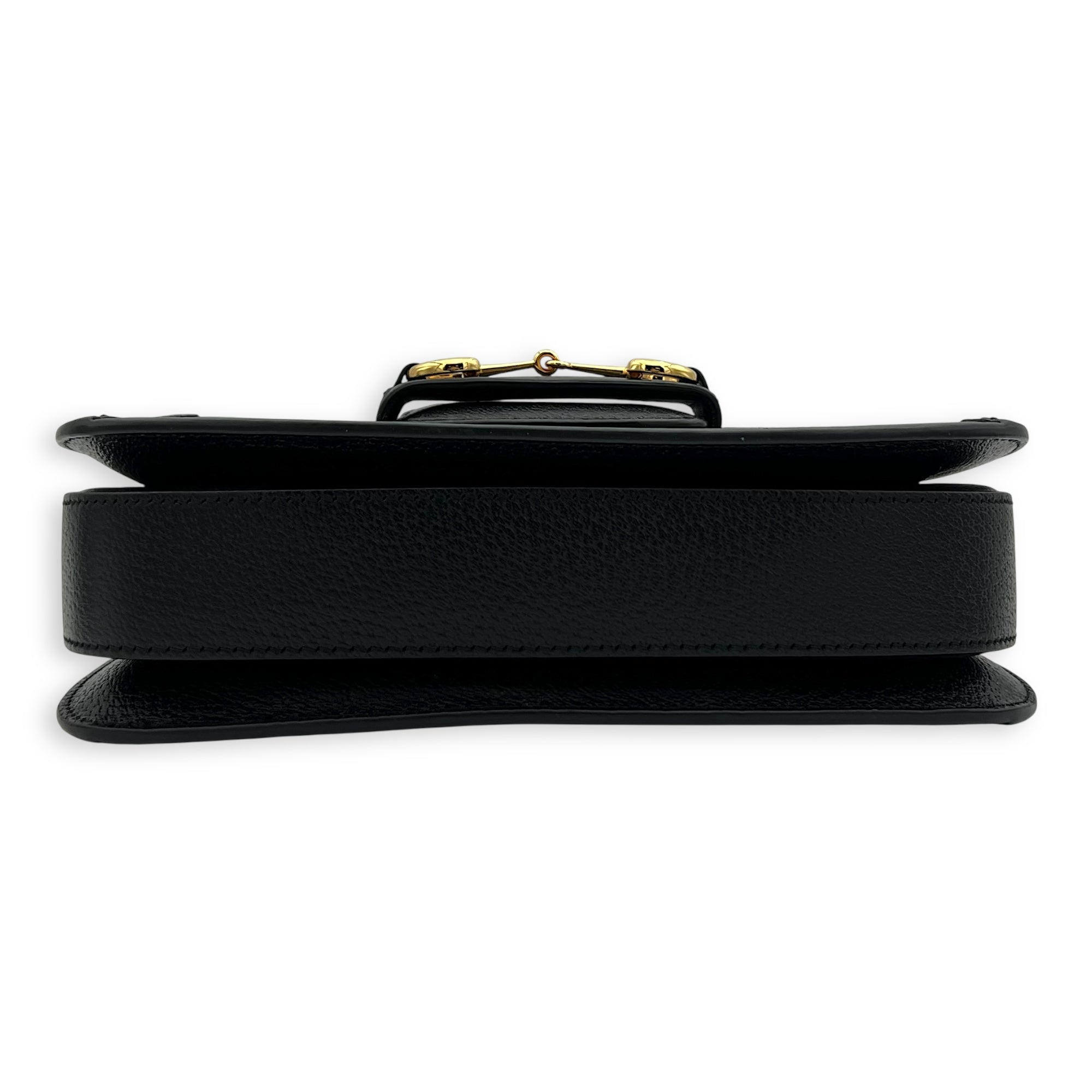 Gucci Horsebit 1955 Shoulder Bag Black in Denim, Gold hardware_5