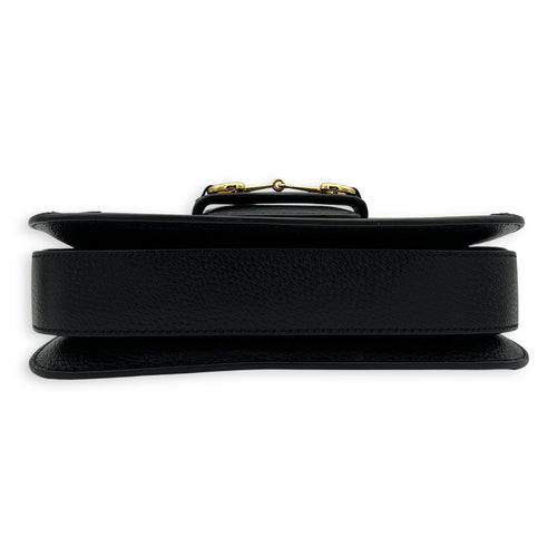 Gucci Horsebit 1955 Shoulder Bag Black in Denim, Gold hardware_5