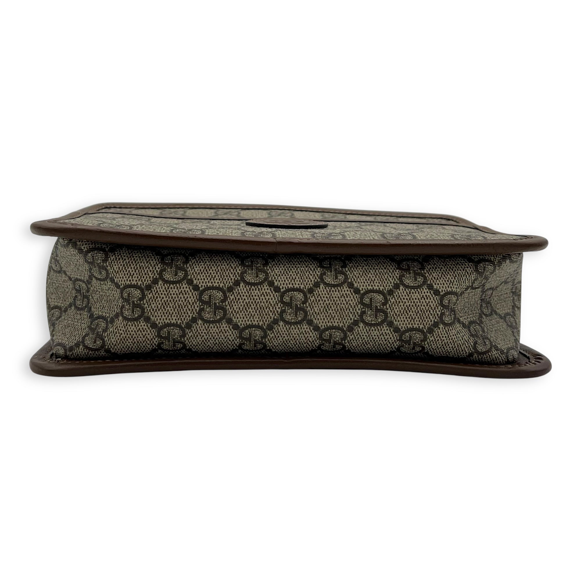 Gucci GG Supreme Crossbody Bag Brown in Coated Canvas, Gold hardware_5