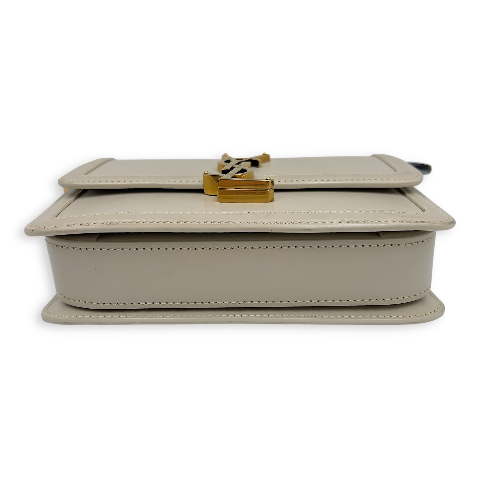 Saint Laurent Solferino Shoulder Bag White in Calfskin, Gold hardware_5