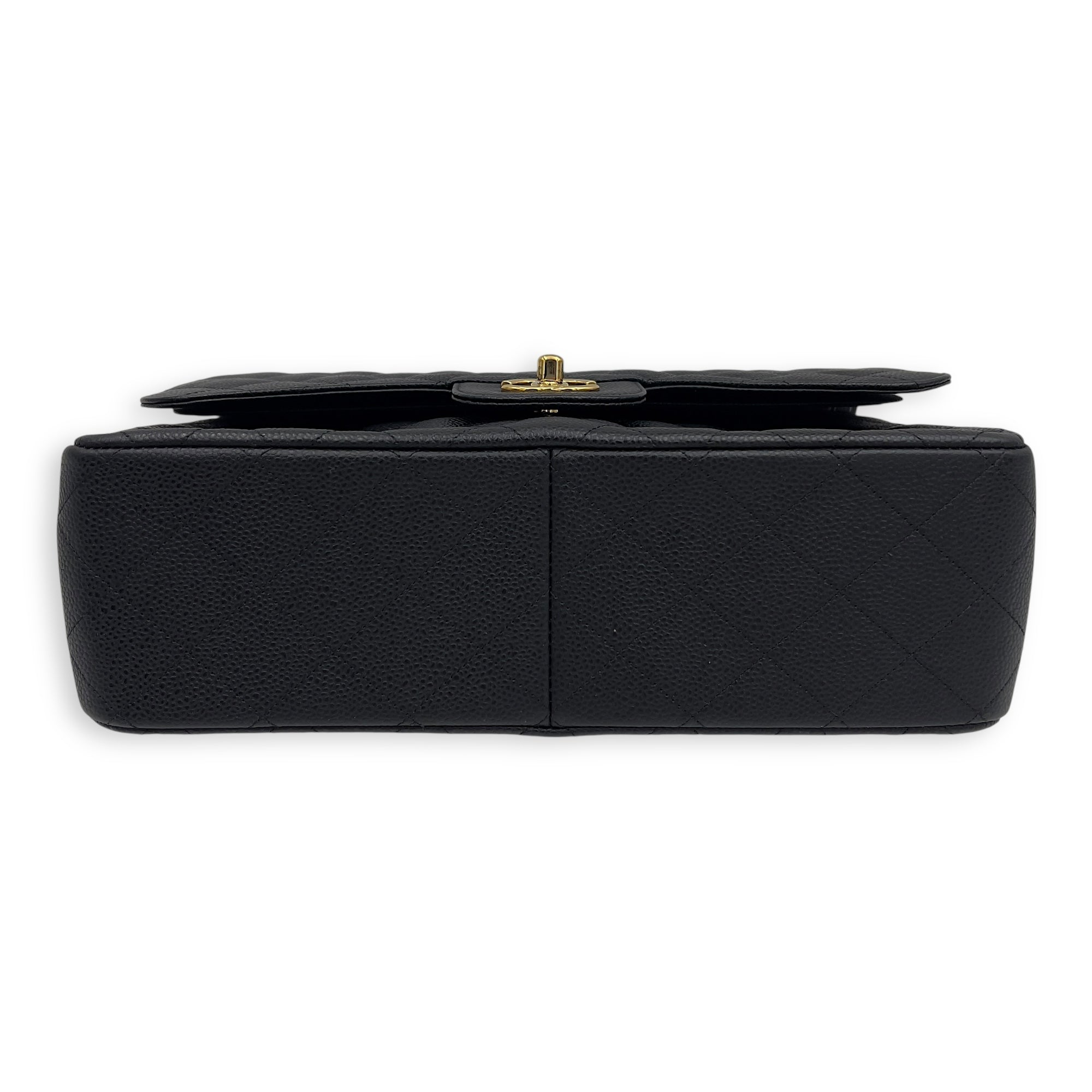 Chanel Classic Shoulder Bag Jumbo Black in Caviar Leather, Silver hardware_5