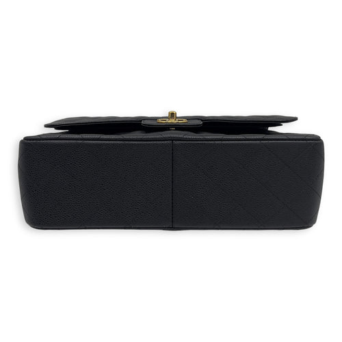 Chanel Classic Shoulder Bag Jumbo Black in Caviar Leather, Silver hardware_5
