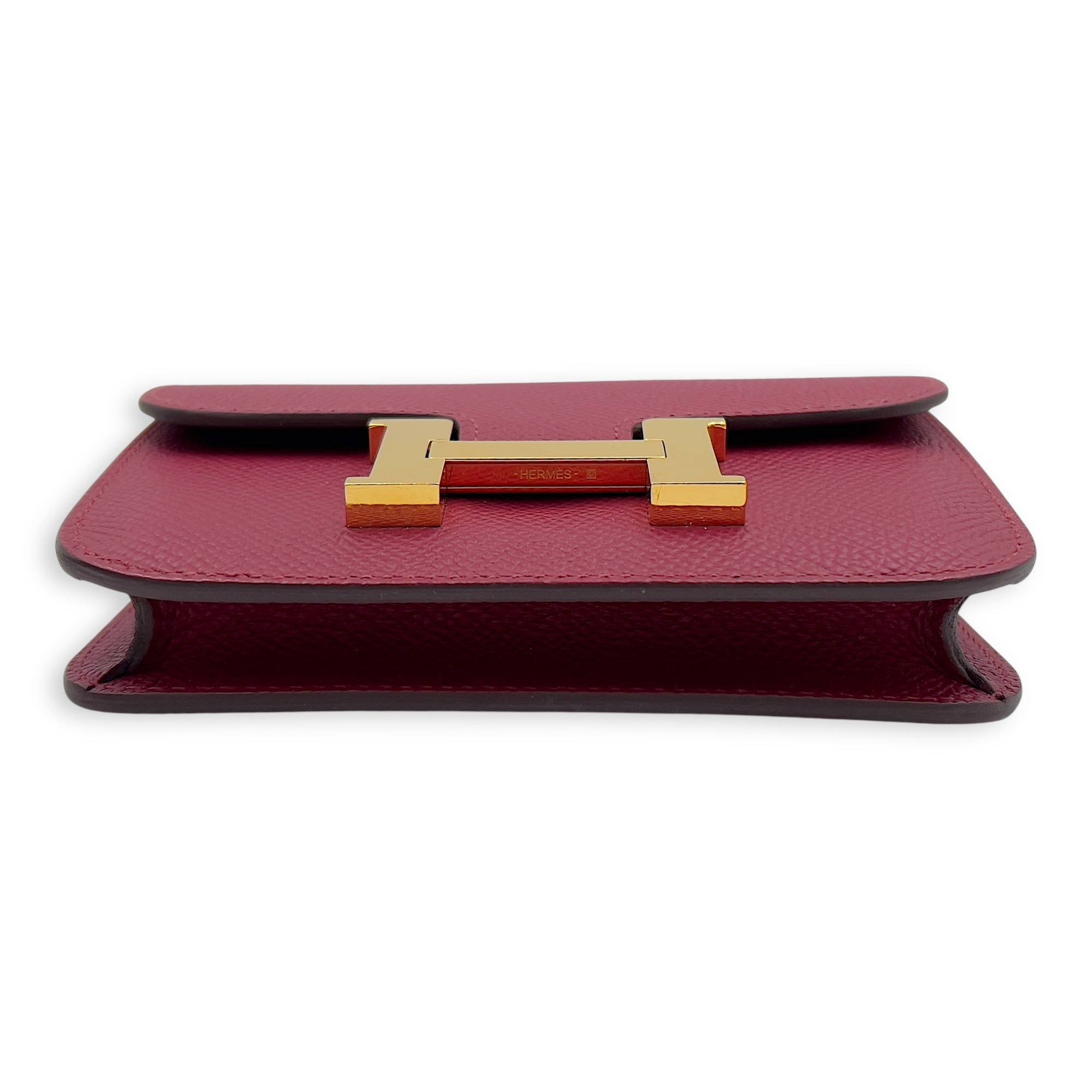 Hermès Constance Slim Red Wallet in Calfskin, Gold hardware_5