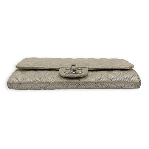 Chanel CC Silver Wallet On Chain in Jersey, Silver hardware_3