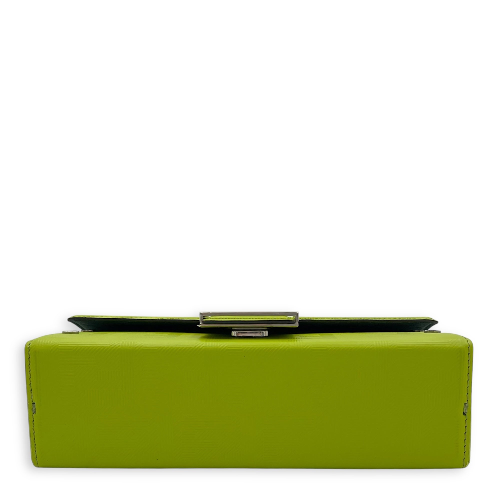 Fendi Baguette Crossbody Bag Yellow in Calfskin, Silver hardware_5