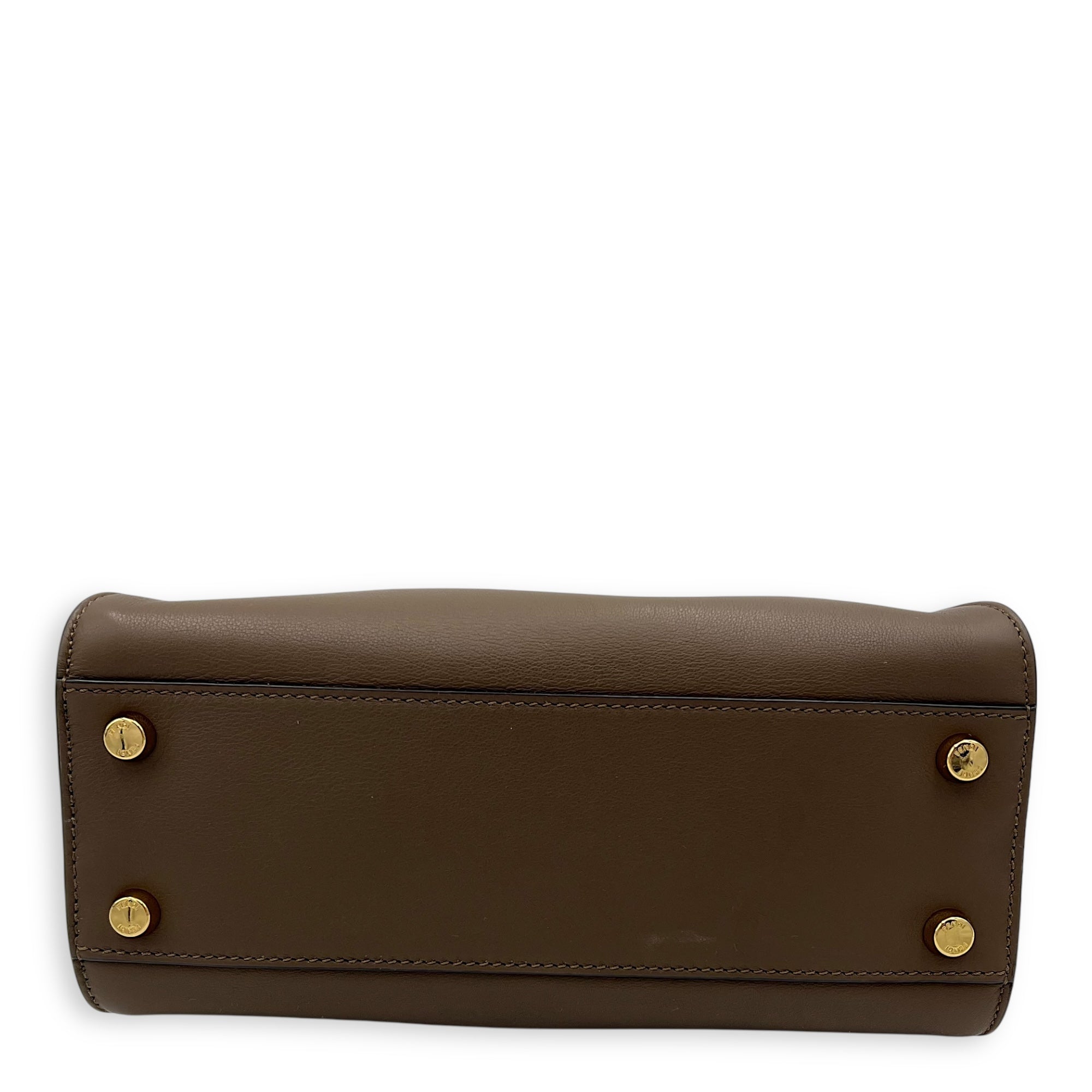 Fendi Peekaboo Top Handle Bag Essentially Beige in Calfskin, Gold hardware_5
