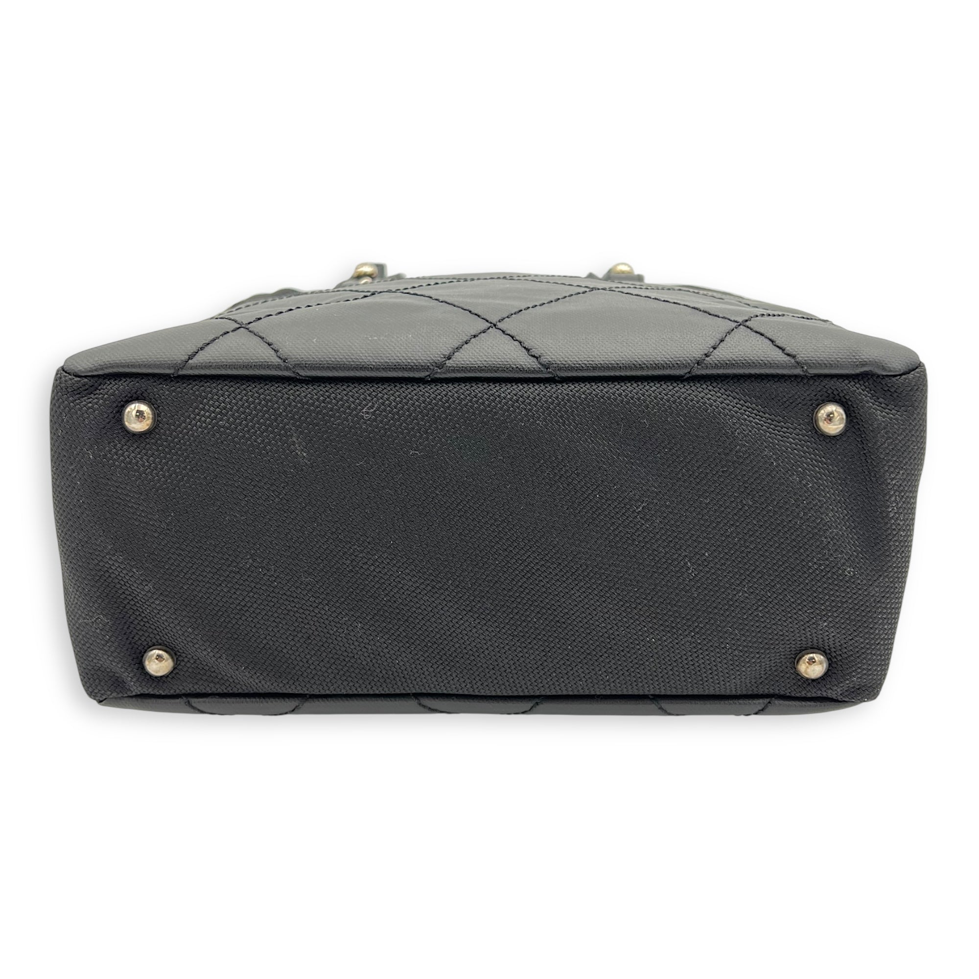 Chanel Paris Biarritz Shoulder Bag Black in Coated Canvas, Silver hardware_5