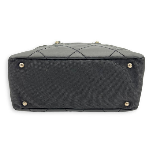 Chanel Paris Biarritz Shoulder Bag Black in Coated Canvas, Silver hardware_5