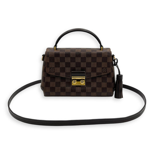 Louis Vuitton Croisette Top Handle Bag Brown in Coated Canvas, Gold hardware_10