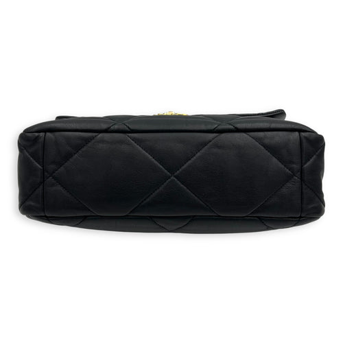 Chanel C19 Large Black Shoulder Bag in Goat Leather, Mixed hardware_5