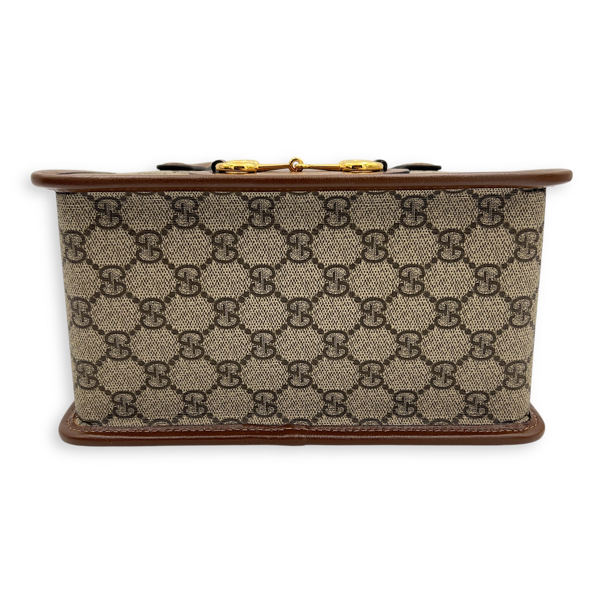 Gucci Horsebit 1955 Top Handle Bag Brown in Coated Canvas, Gold hardware_6