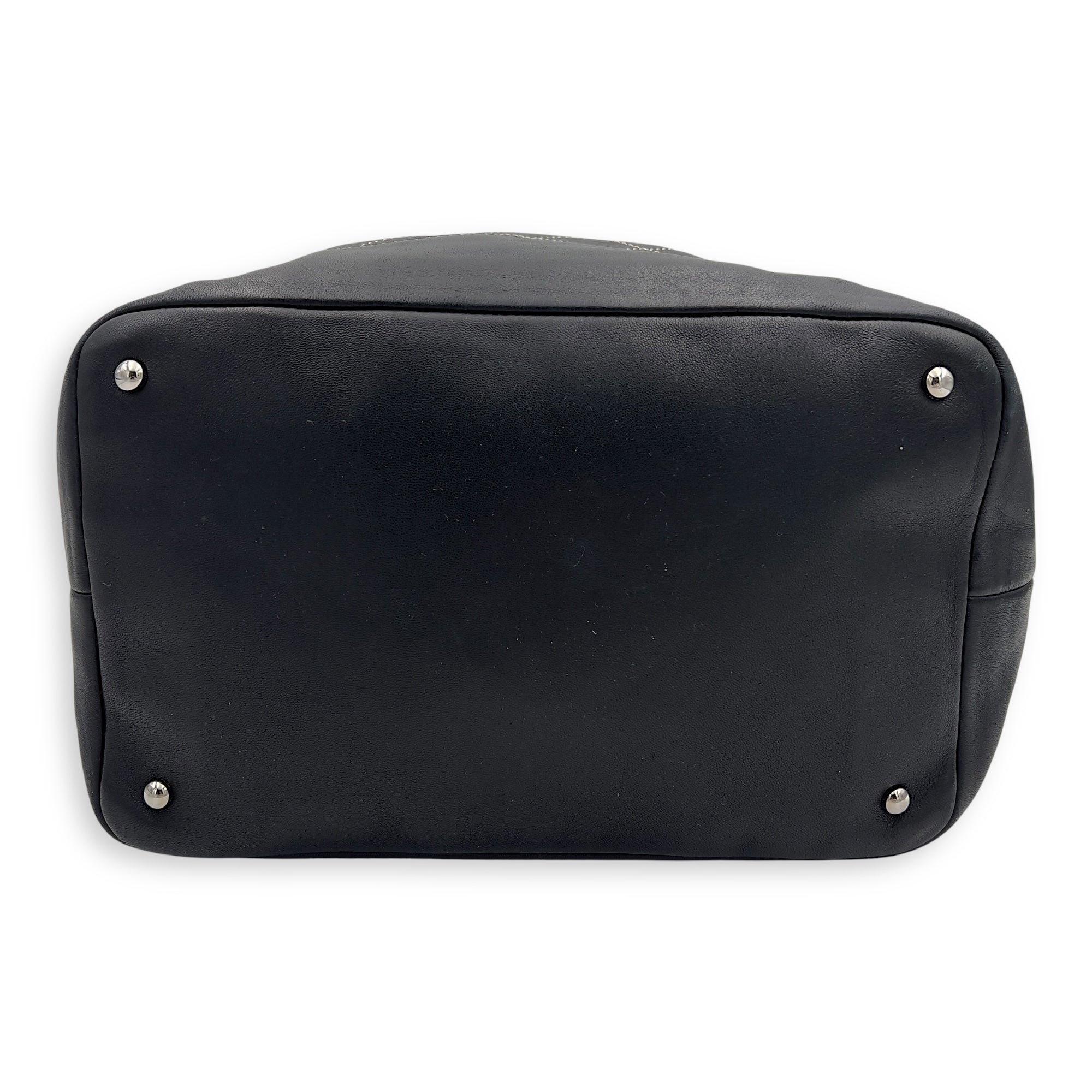 Chanel Surpique Wild Stitch Bucket Bag Black in Lambskin, Silver hardware_7