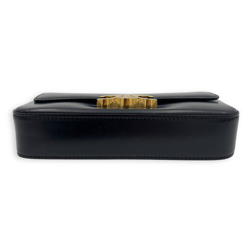 Celine Triomphe Claude Black Shoulder Bag in Calfskin, Gold hardware_5