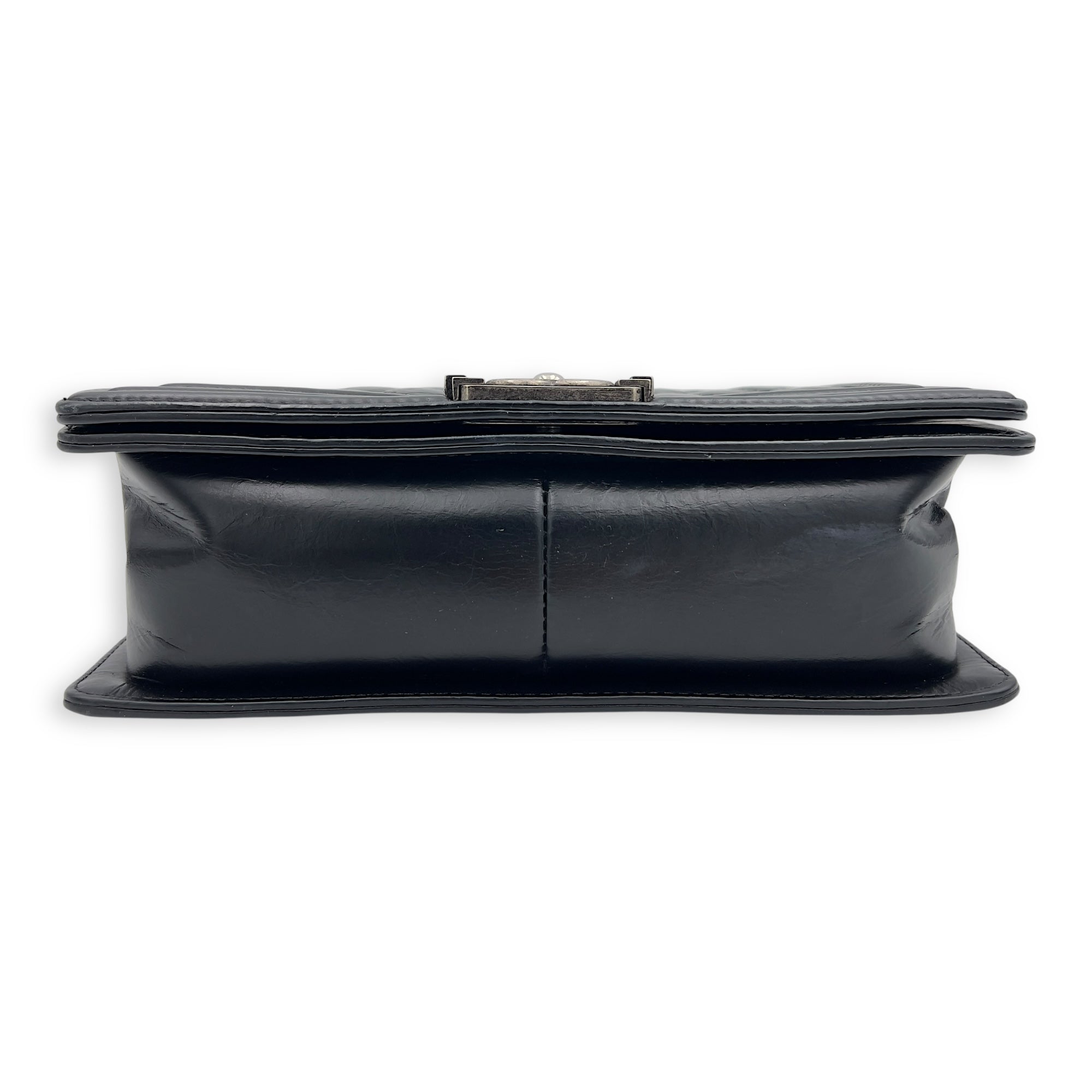 Chanel Boy Medium Black Shoulder Bag in Calfskin, Ruthenium hardware_7