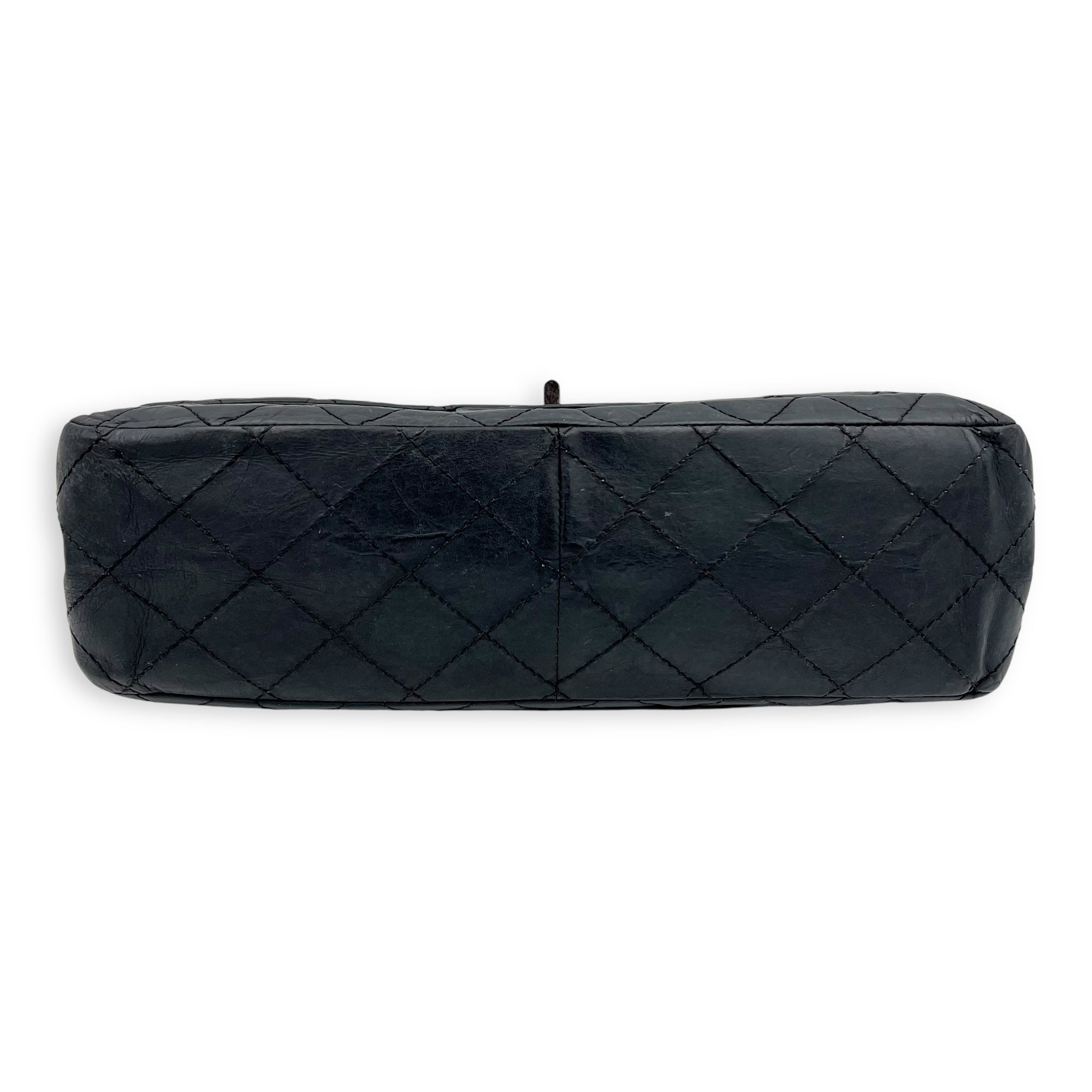 Chanel 2.55 227 Black Shoulder Bag in Calfskin, Ruthenium hardware_6