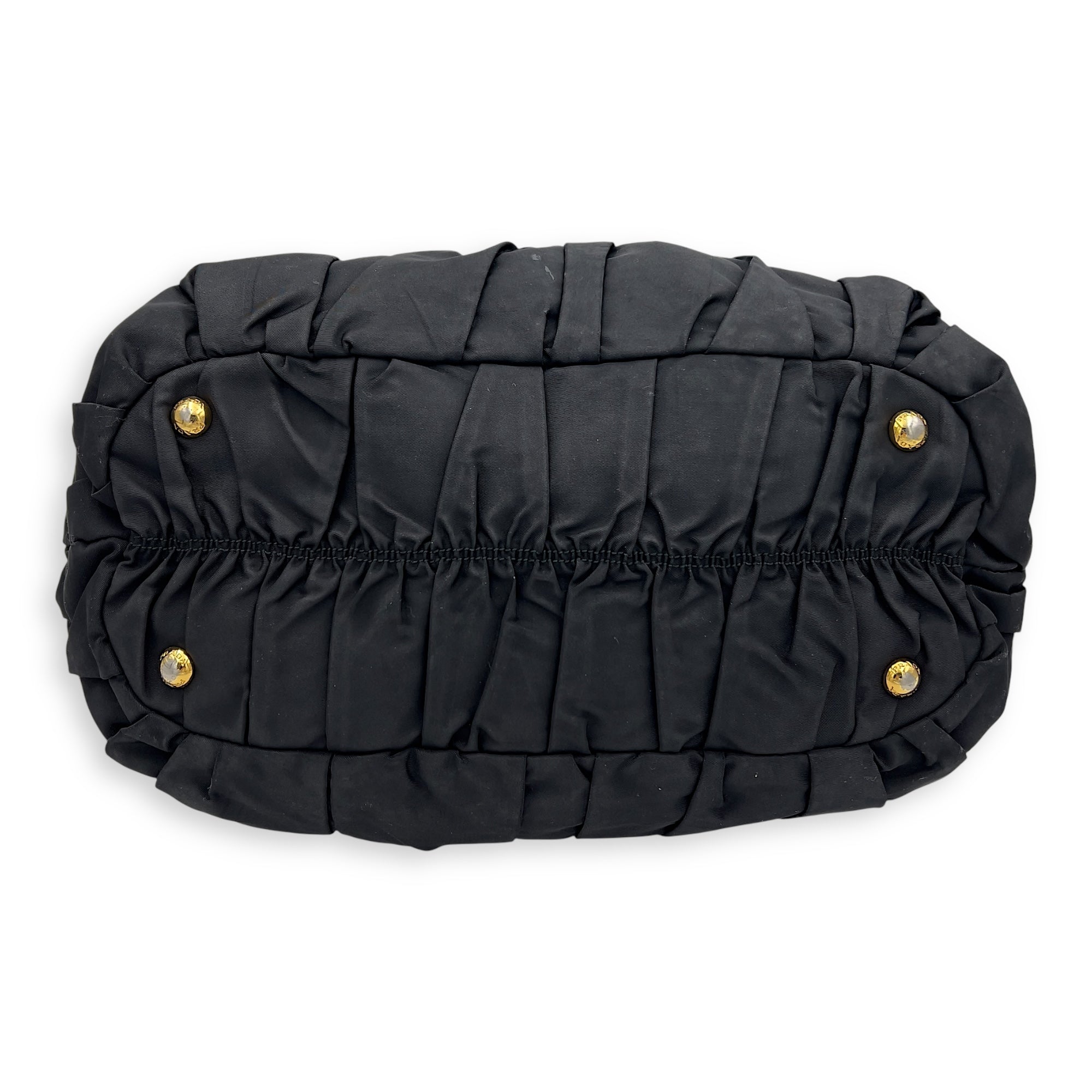 Prada Gaufre Top Handle Bag Black in Nylon, Gold hardware_7