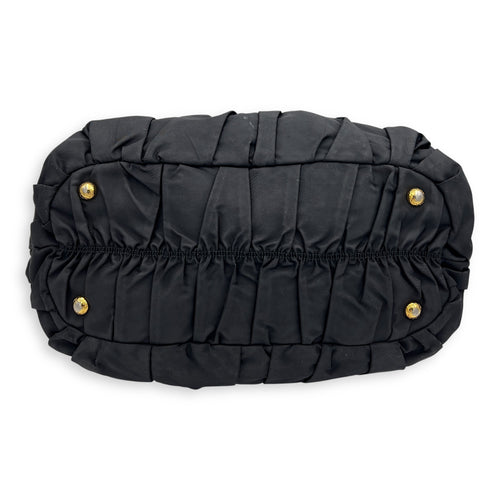 Prada Gaufre Top Handle Bag Black in Nylon, Gold hardware_7