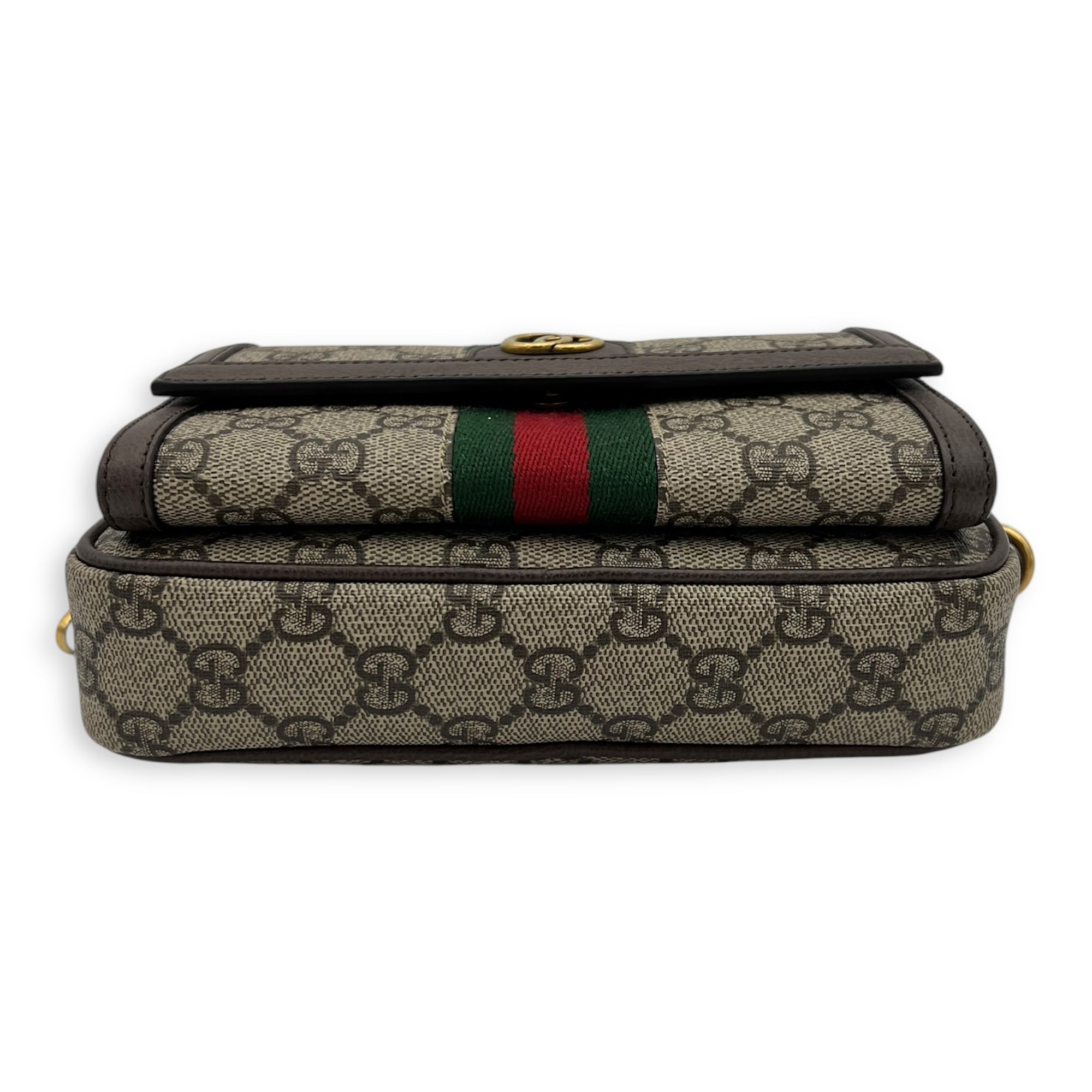 Gucci Ophidia Crossbody Bag Mini Brown in Coated Canvas, Gold hardware_1