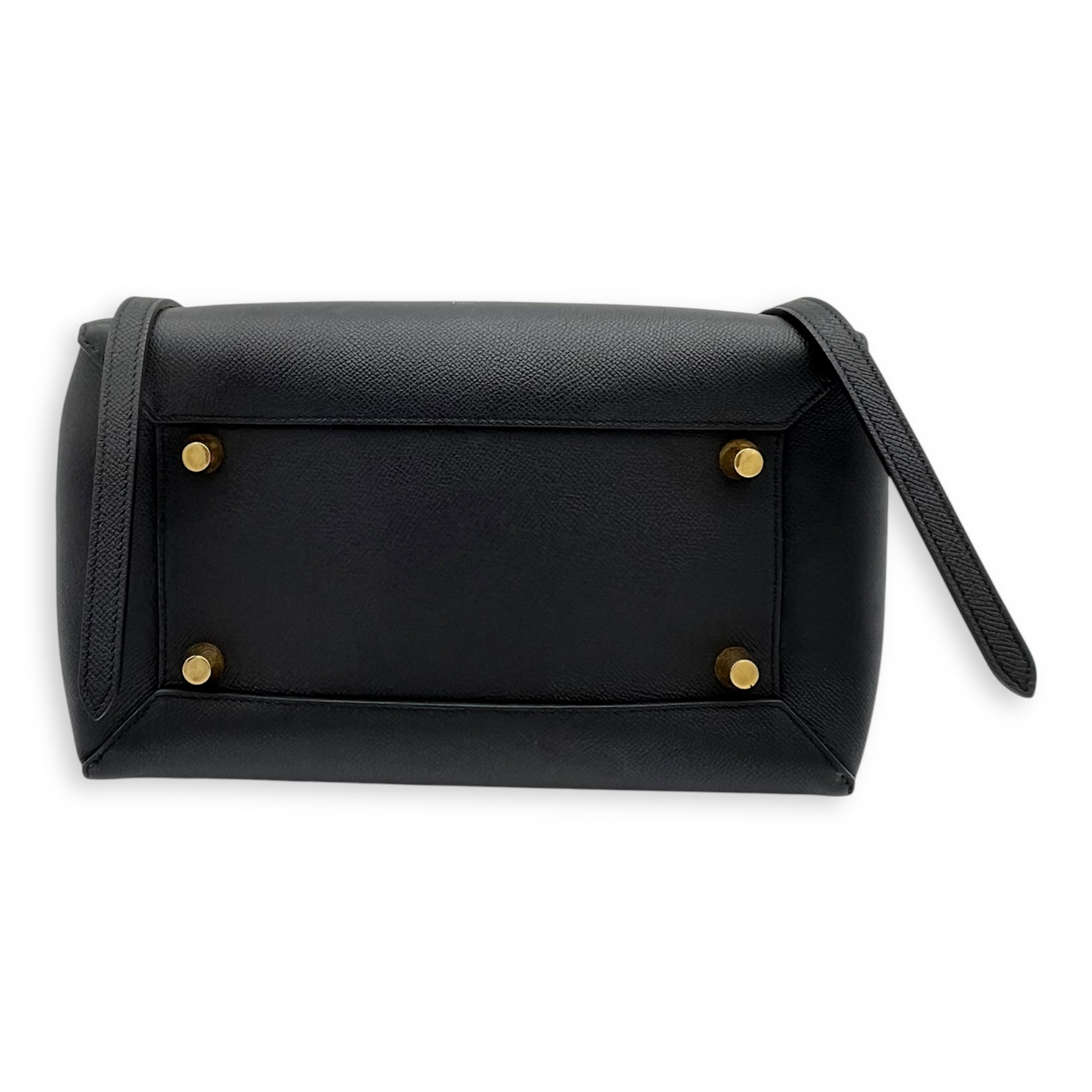 Celine Belt bag Top Handle Bag Mini Black in Calfskin, Gold hardware_7