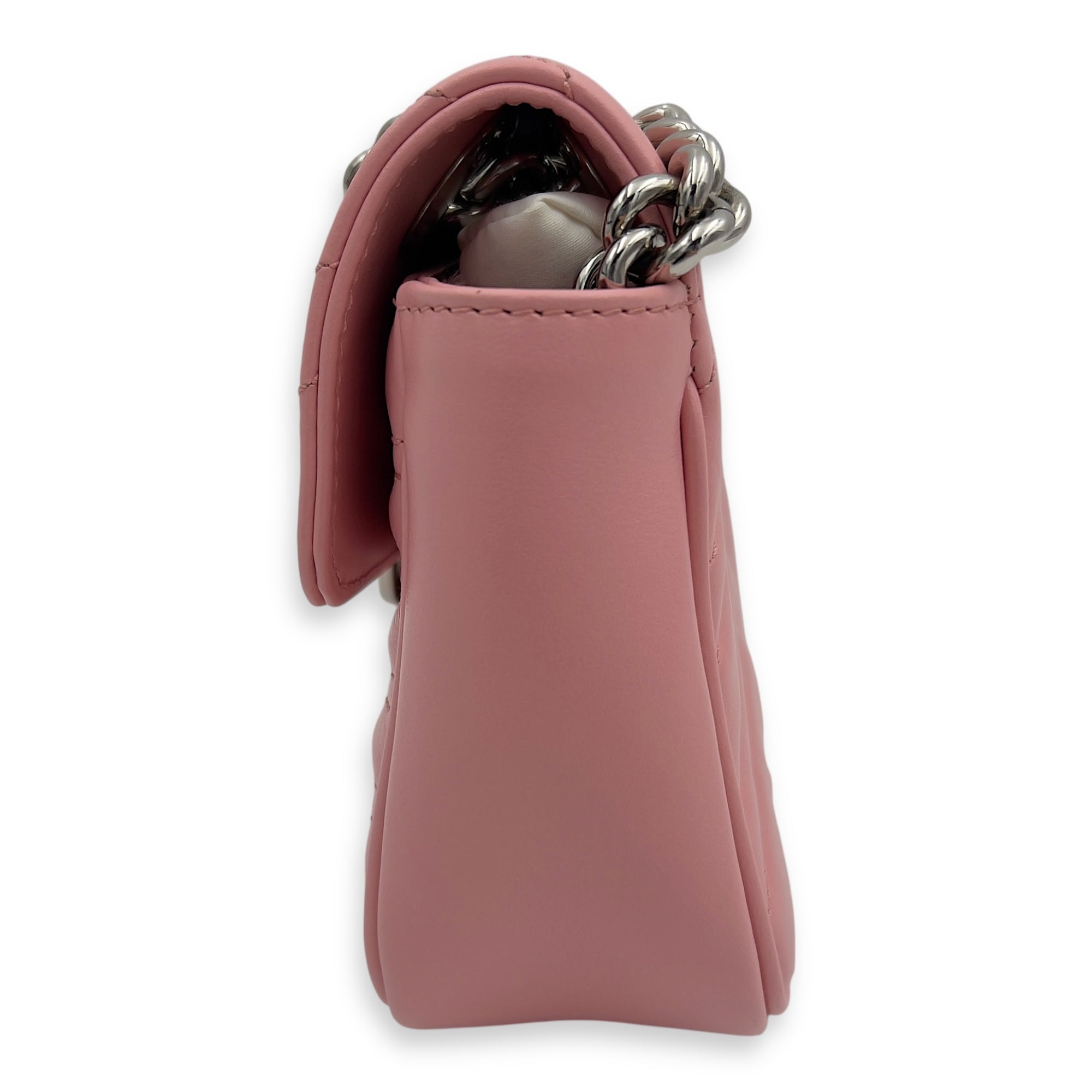 Gucci GG Marmont Shoulder Bag Mini Pink in Calfskin, Silver hardware_5