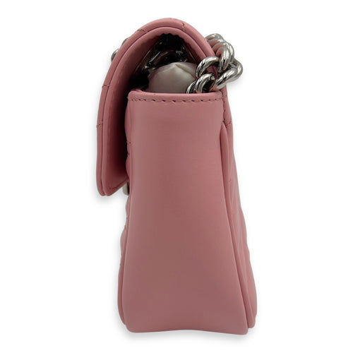 Gucci GG Marmont Shoulder Bag Mini Pink in Calfskin, Silver hardware_5