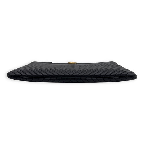 Chanel Chevron Boy Black Clutch in Lambskin, Gold hardware_3