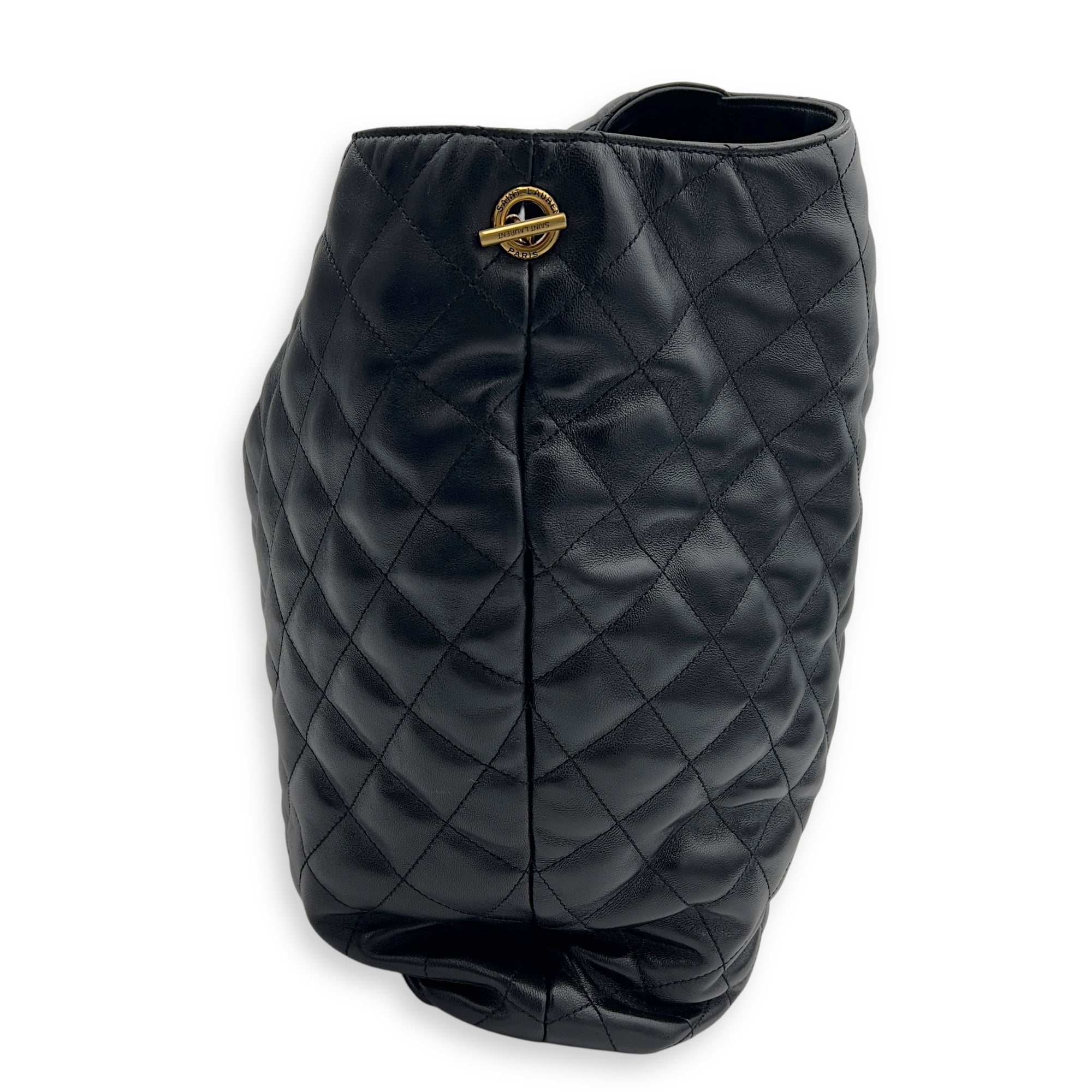 Saint Laurent ICare Black Tote Bag in Lambskin, Gold hardware_3