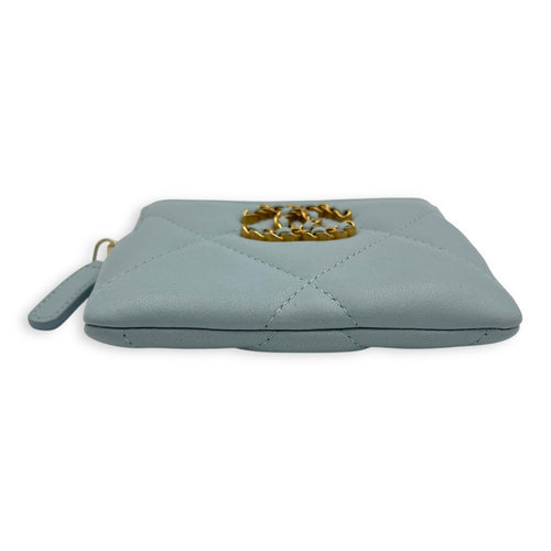 Chanel C19 Blue Card Holder in Lambskin, Gold hardware_5