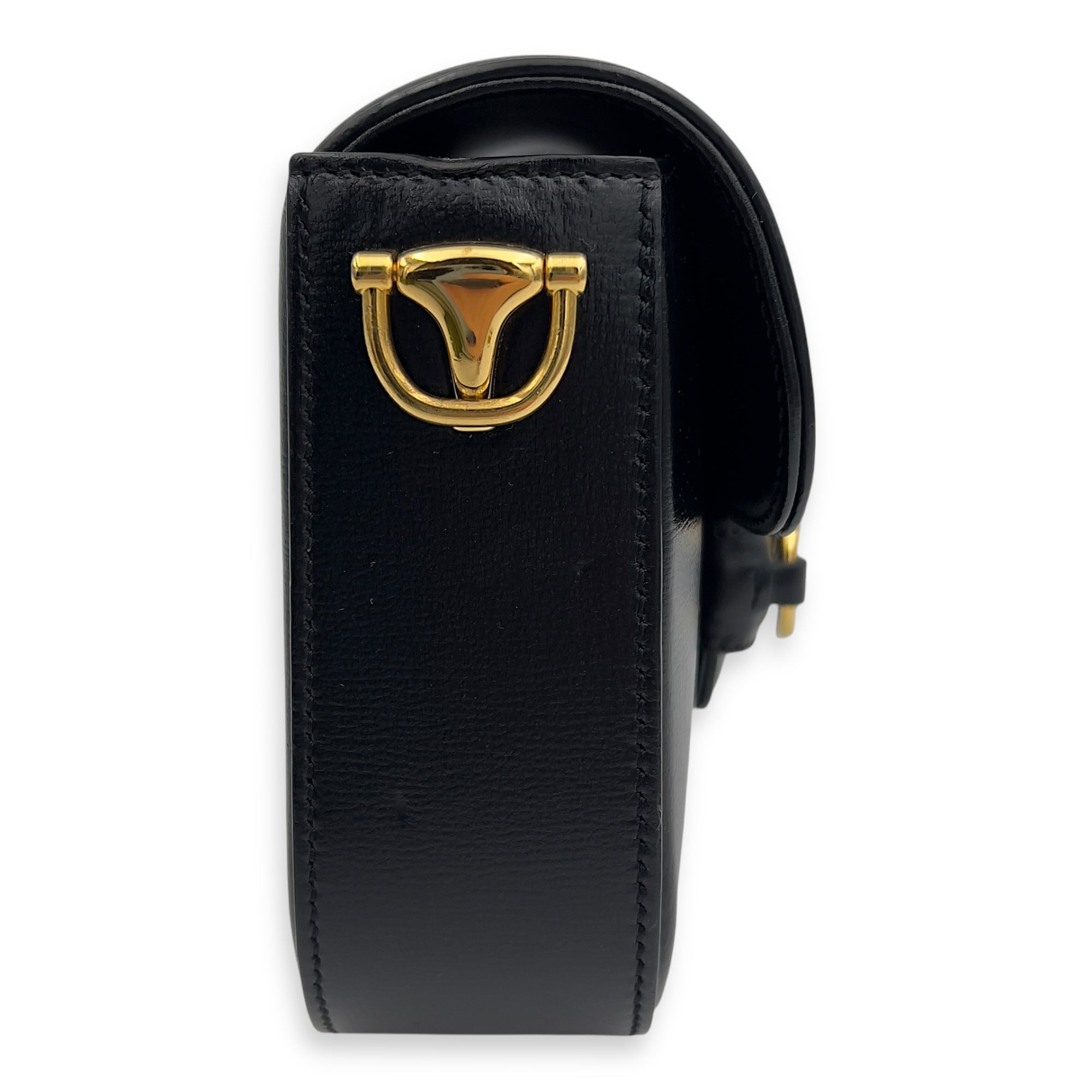 Gucci Horsebit 1955 Mini Black Crossbody Bag in Calfskin, Gold hardware_5