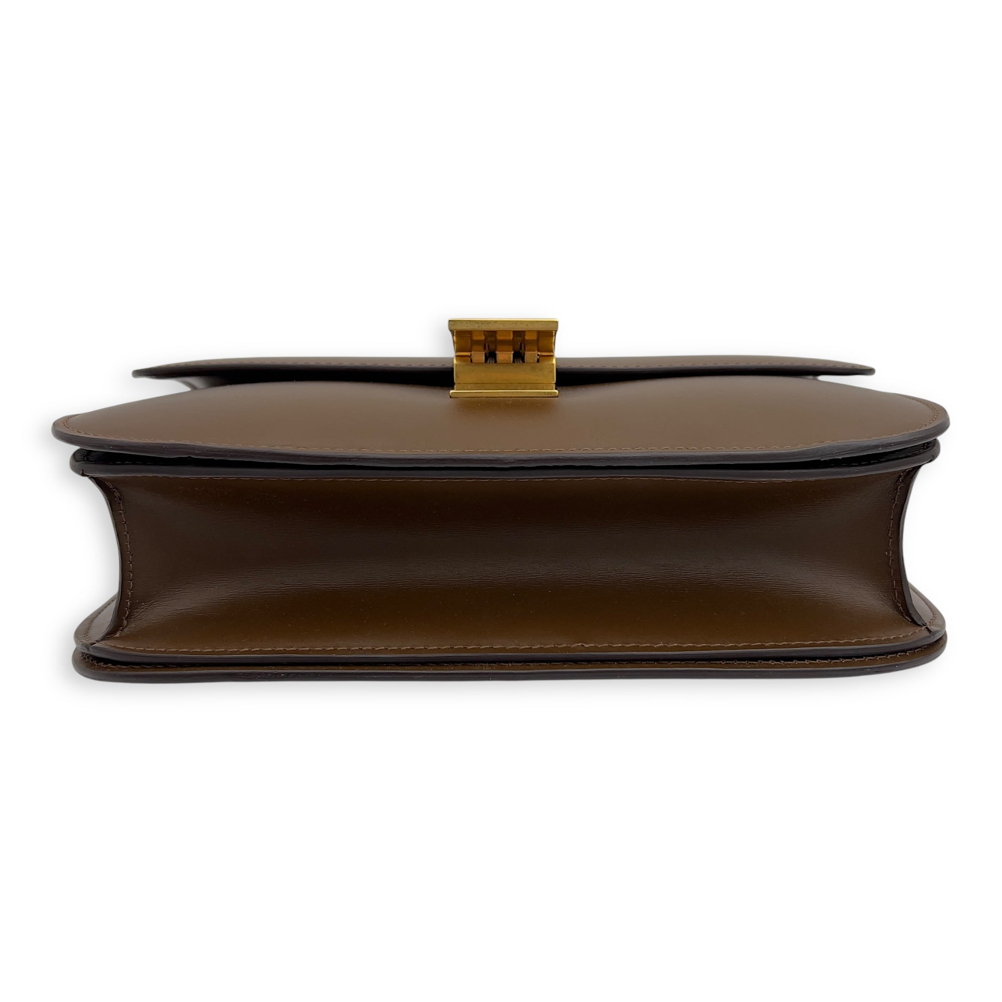 Celine Box Crossbody Bag Beige in Calfskin, Gold hardware_3