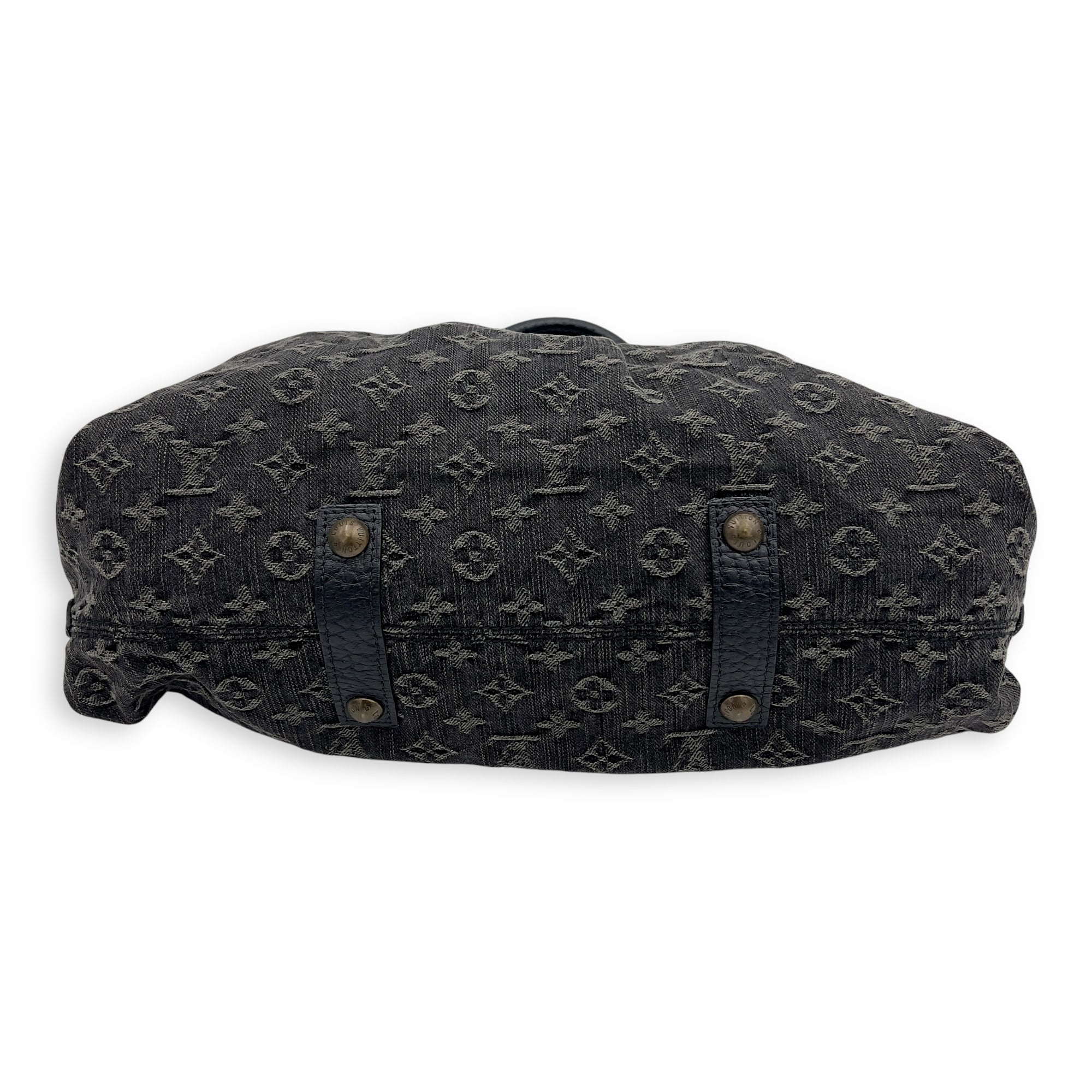 Louis Vuitton Neo Cabby Top Handle Bag MM Black in Denim, Gold hardware_5