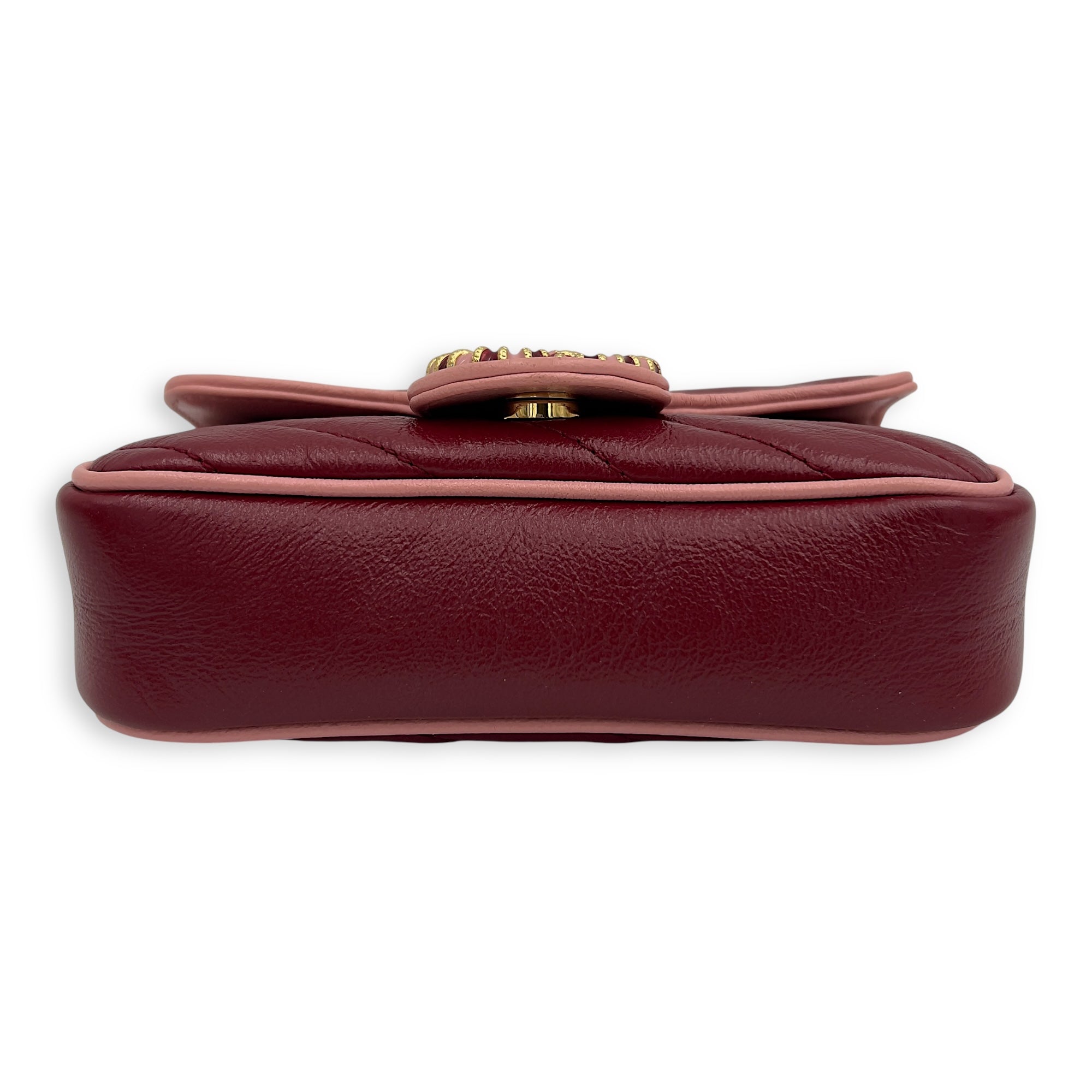 Gucci GG Marmont Crossbody Bag Super Mini Red in Calfskin, Gold hardware_3