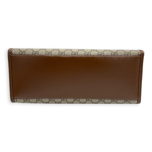 Gucci GG Top Handle Bag Brown in Coated Canvas, Gold hardware_3