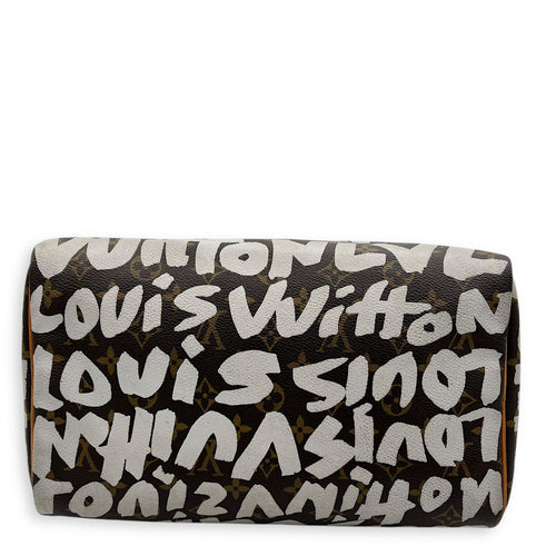 Louis Vuitton Speedy Sprouse Top Handle Bag 30 Brown in Monogram Coated Canvas, Gold hardware_5