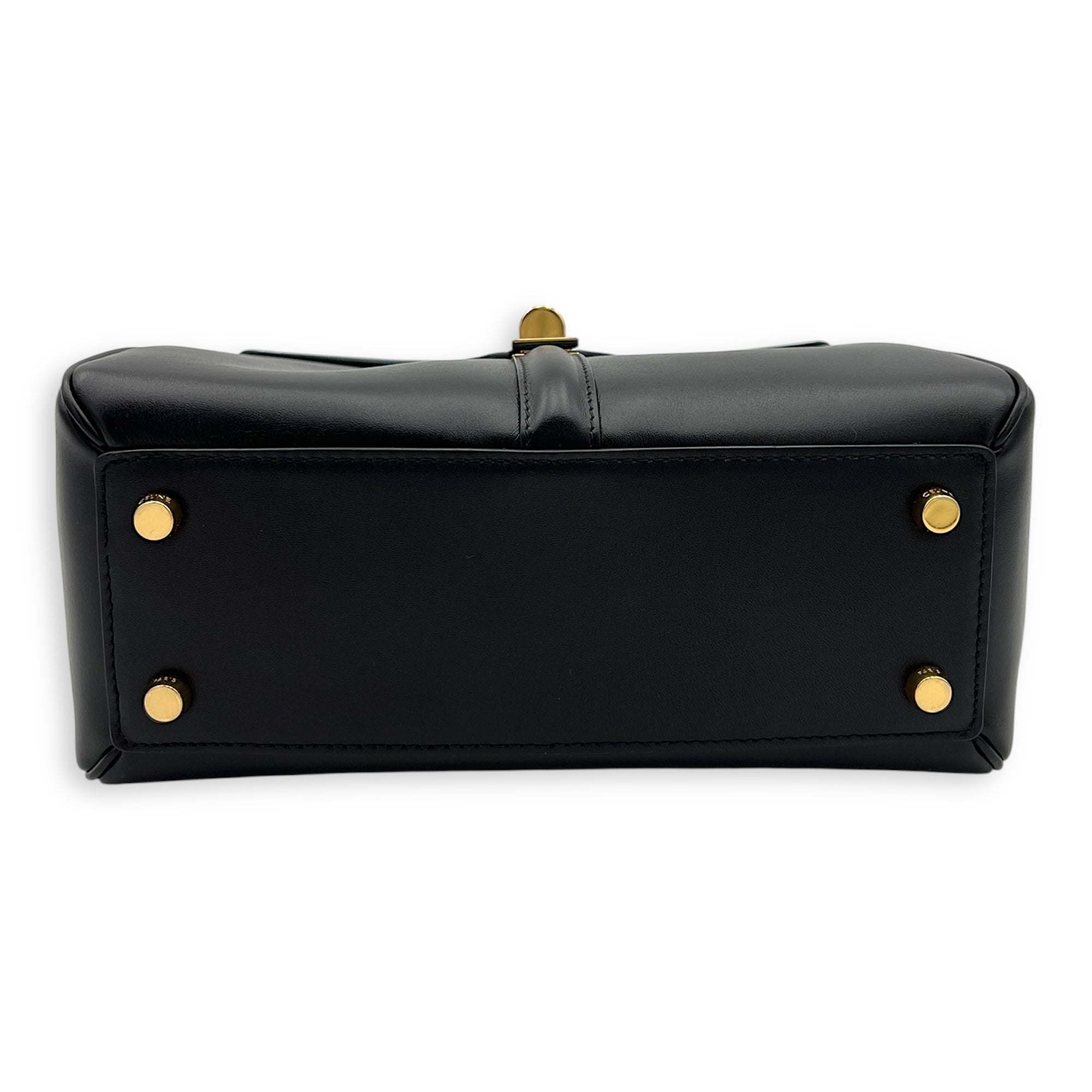 Celine 16 Top Handle Bag Black in Calfskin, Gold hardware_7