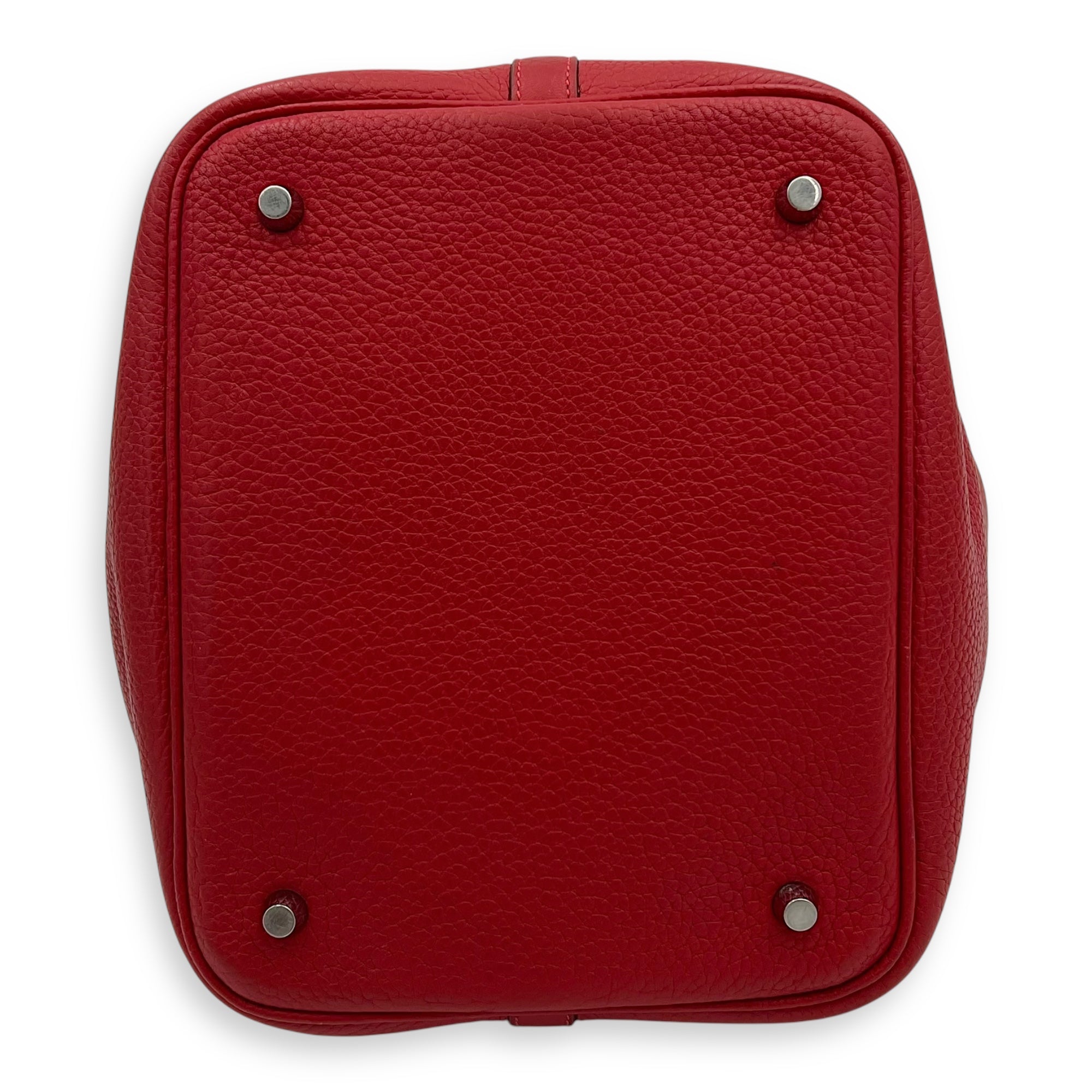 Hermès Picotin 22 Red Bucket Bag in Clemence, Palladium hardware_5