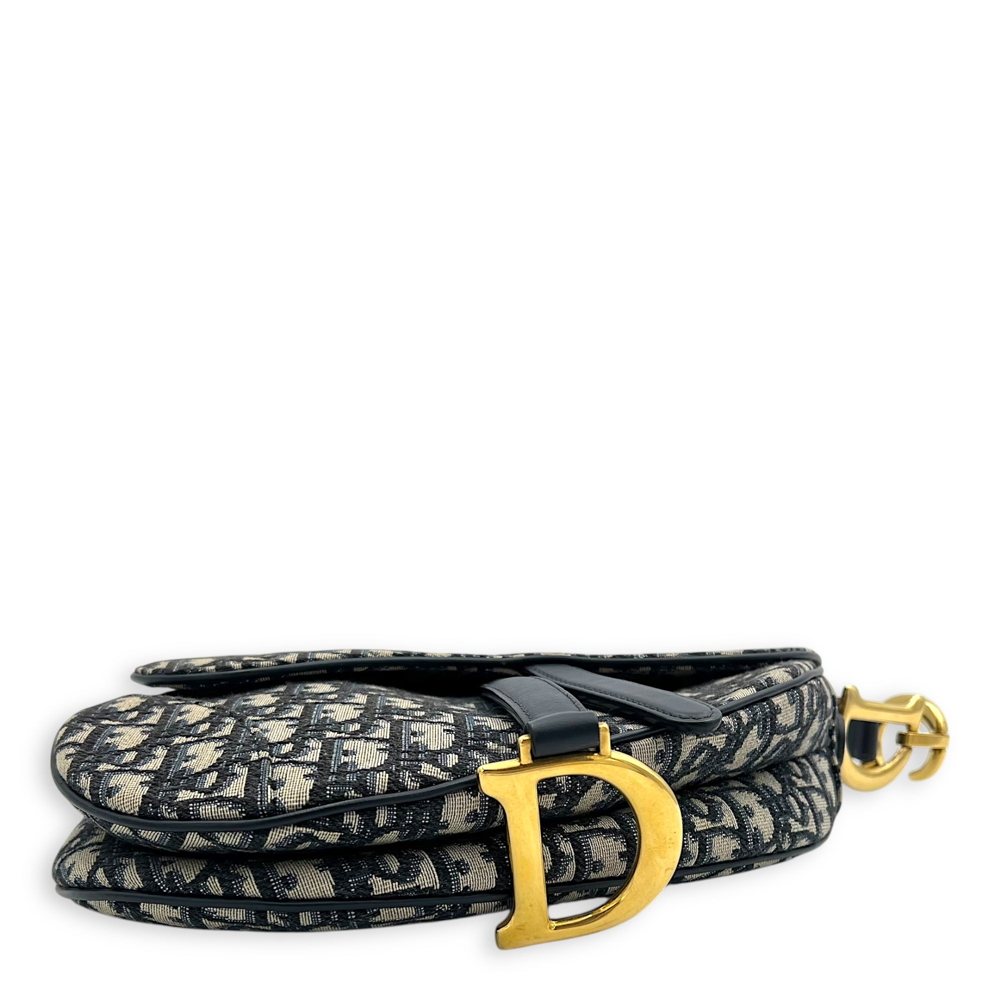 Dior Saddle Shoulder Bag Medium Blue in Jacquard, Gold hardware_5
