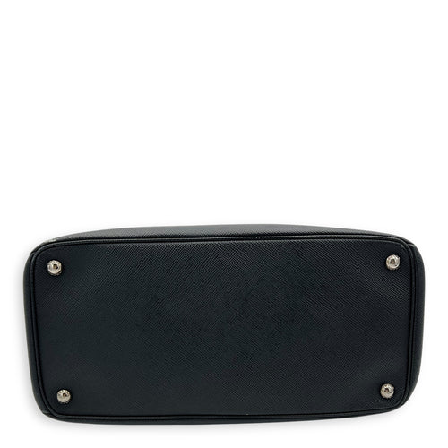 Prada 2 way turnlock bag Top Handle Bag Black in Saffiano Leather, Silver hardware_5