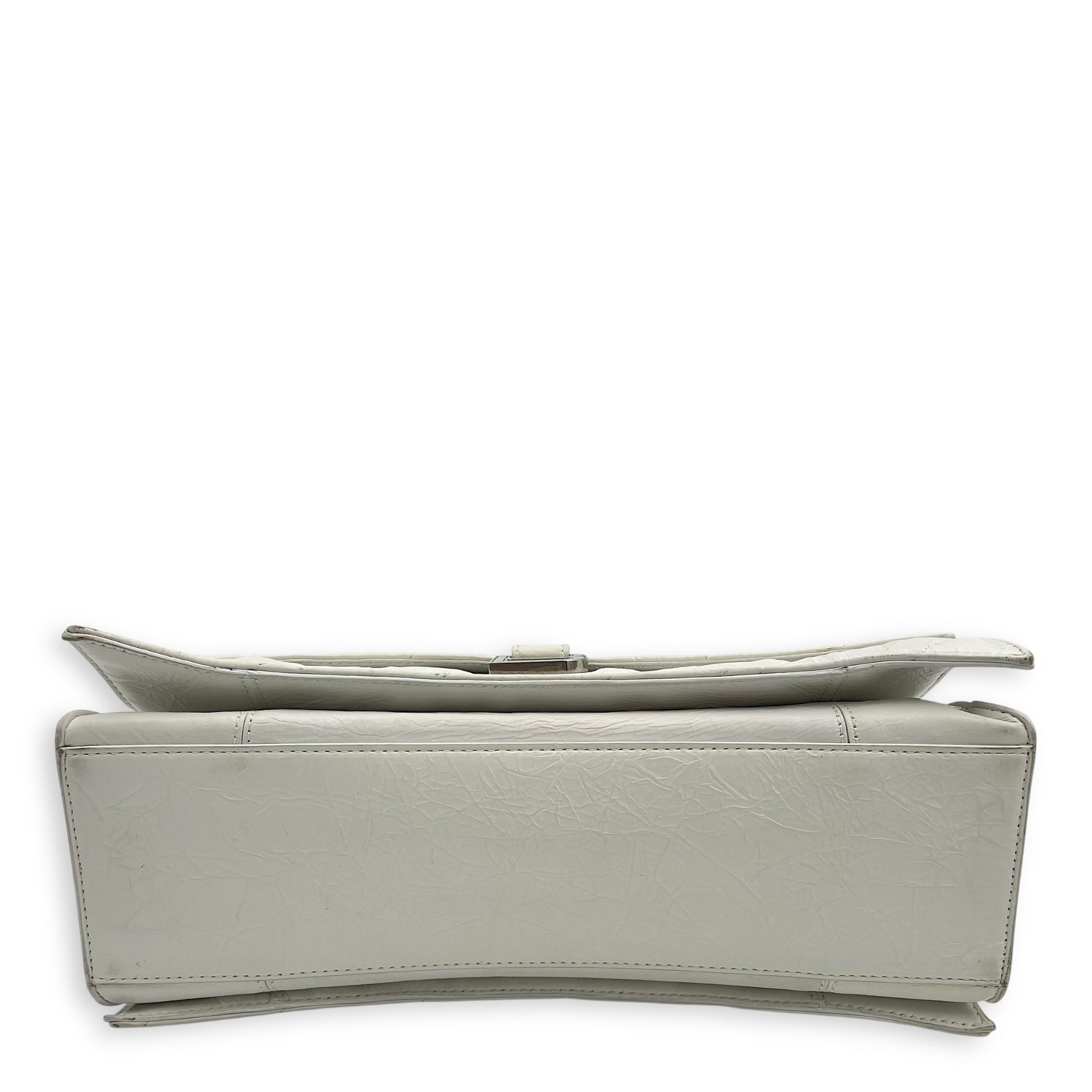 Balenciaga Crush Shoulder Bag White in Calfskin, Silver hardware_5