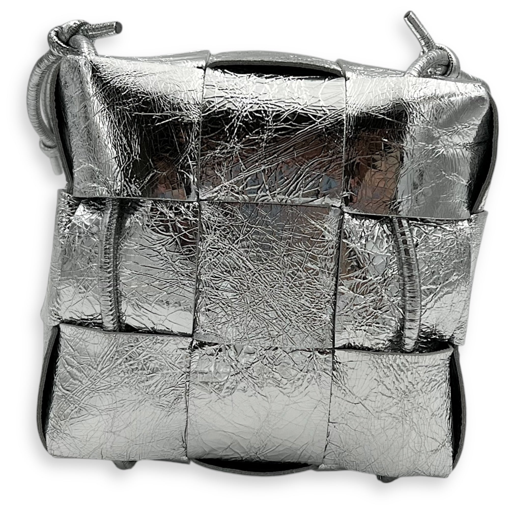 Bottega Veneta Cassette Backpack Silver in Calfskin, Silver hardware_5