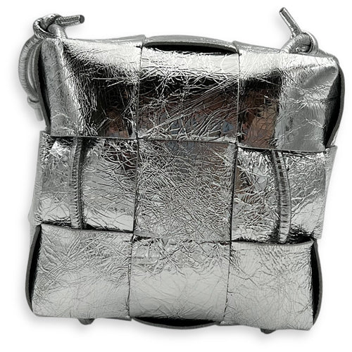 Bottega Veneta Cassette Backpack Silver in Calfskin, Silver hardware_5