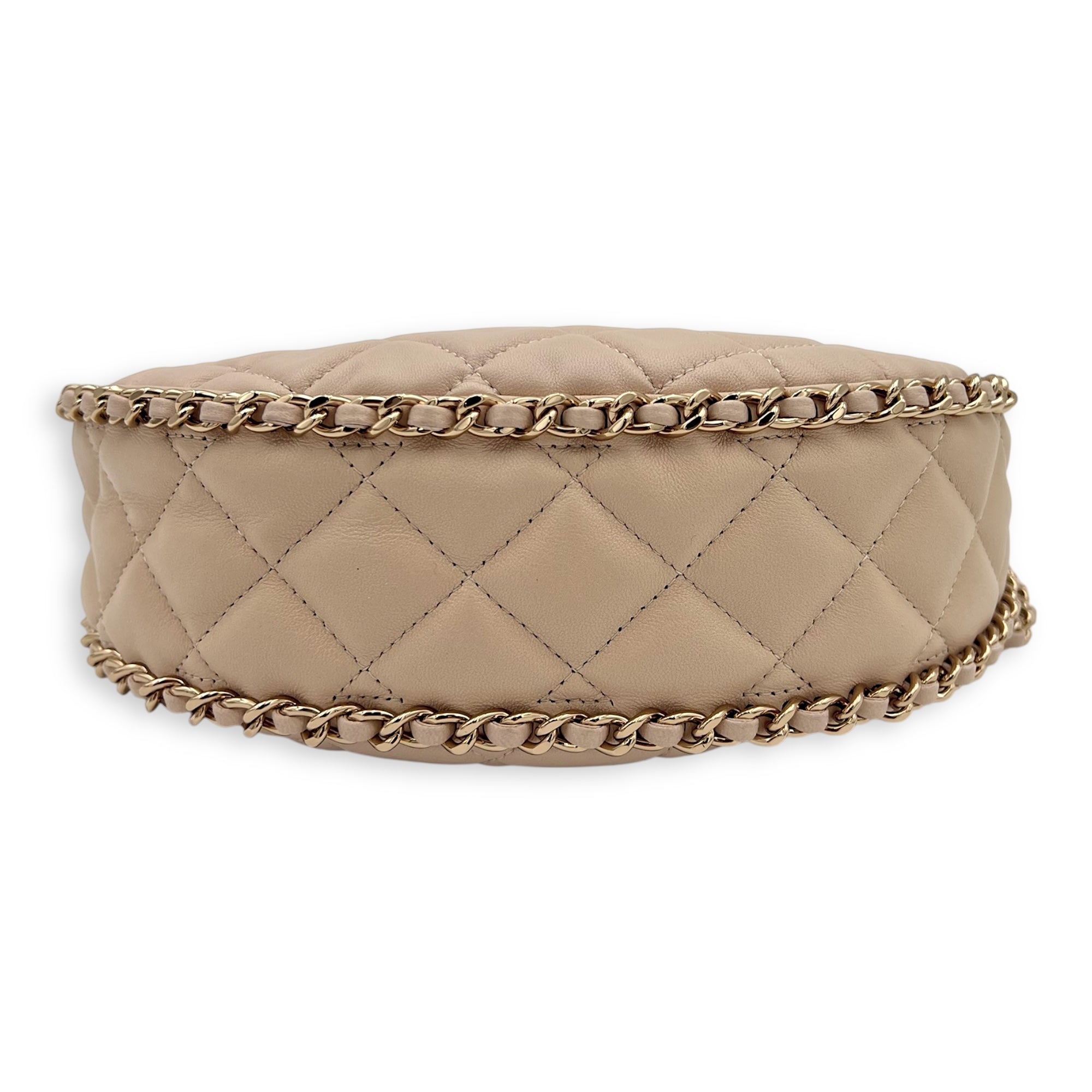 Chanel Loop Moon Shoulder Bag Beige in Lambskin, Gold hardware_4