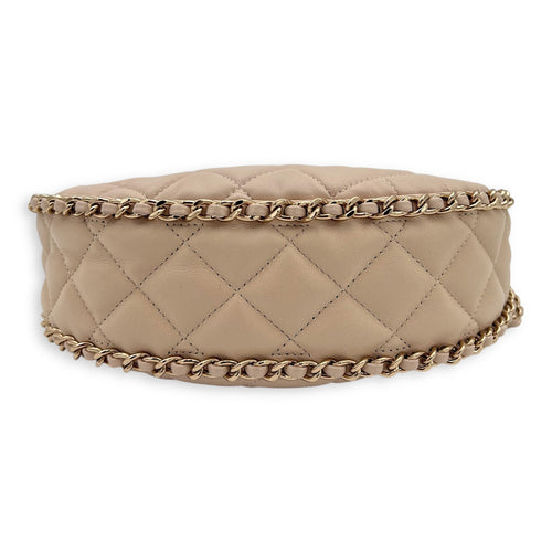 Chanel Loop Moon Shoulder Bag Beige in Lambskin, Gold hardware_4