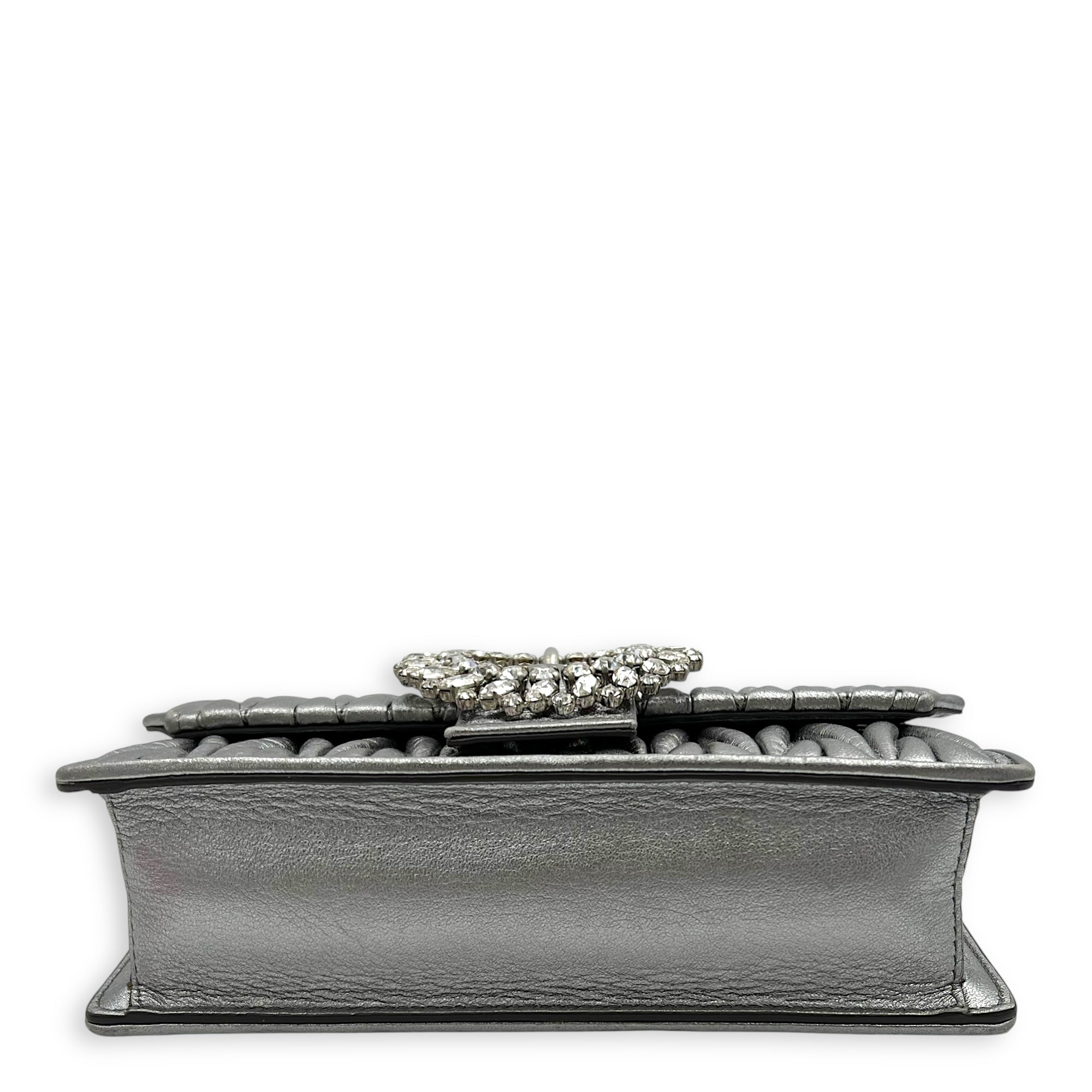 Miu Miu Matelassé Crossbody Bag Silver in Lambskin, Silver hardware_5
