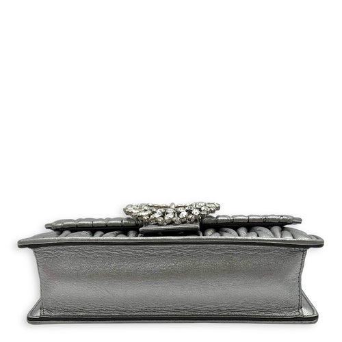 Miu Miu Matelassé Crossbody Bag Silver in Lambskin, Silver hardware_5
