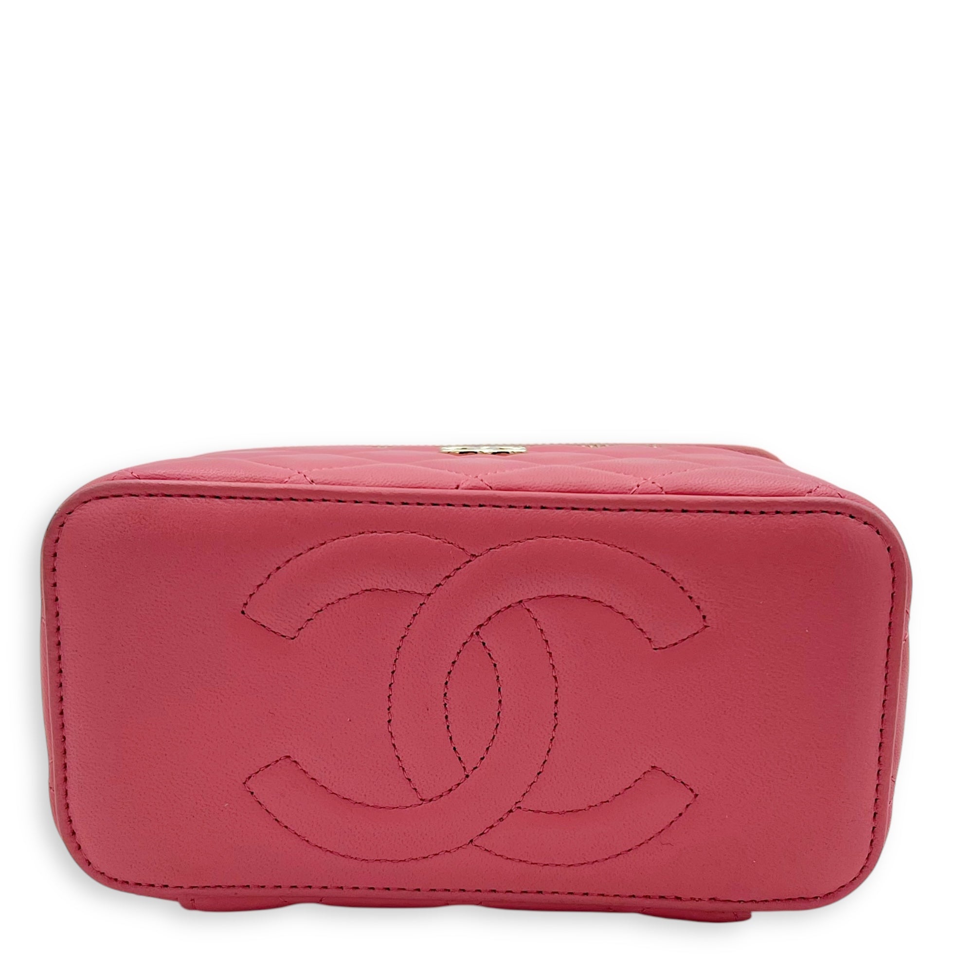 Chanel Vanity Top Handle Bag Pink in Lambskin, Gold hardware_5