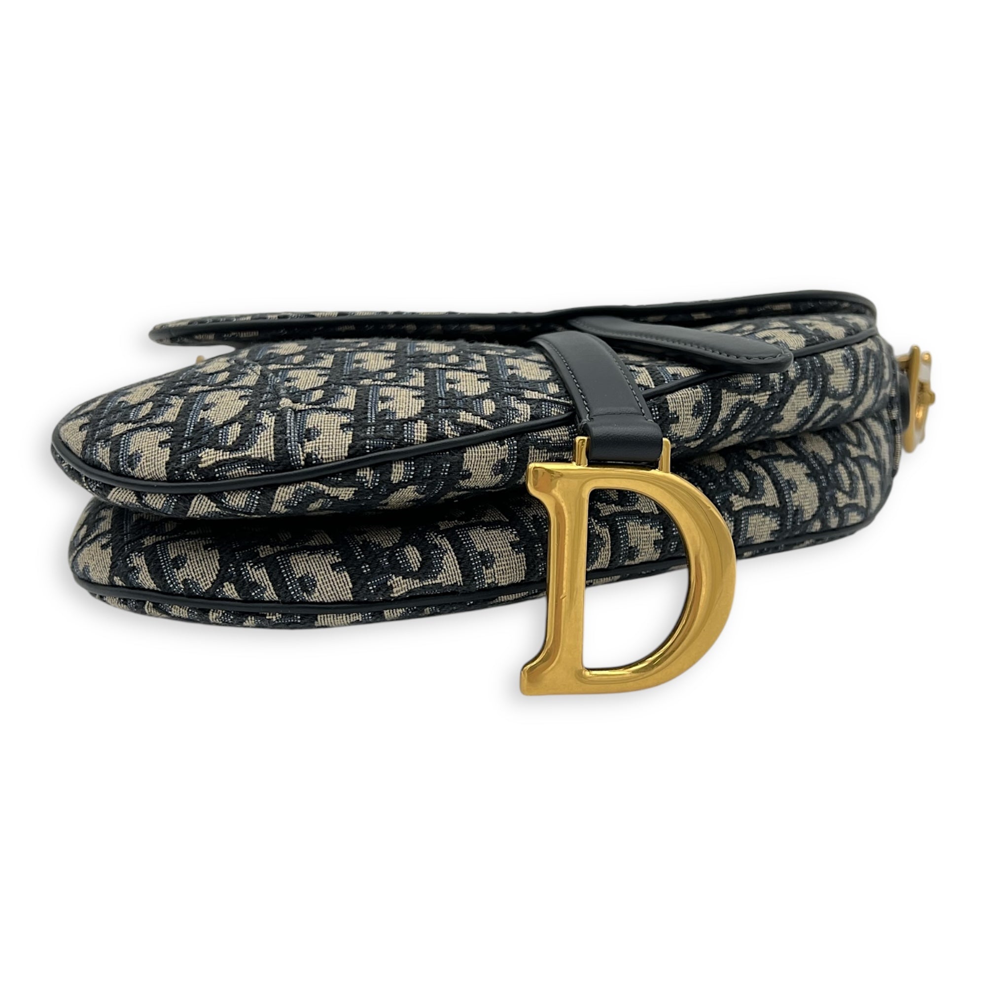 Dior Saddle Shoulder Bag Blue in Jacquard, Gold hardware_5