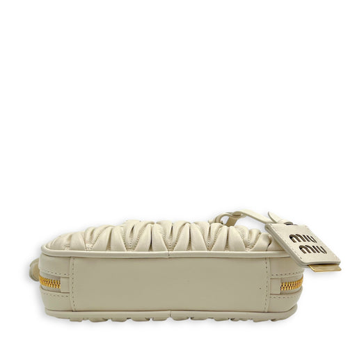 Miu Miu Arcadie Top Handle Bag White in Calfskin, Gold hardware_5