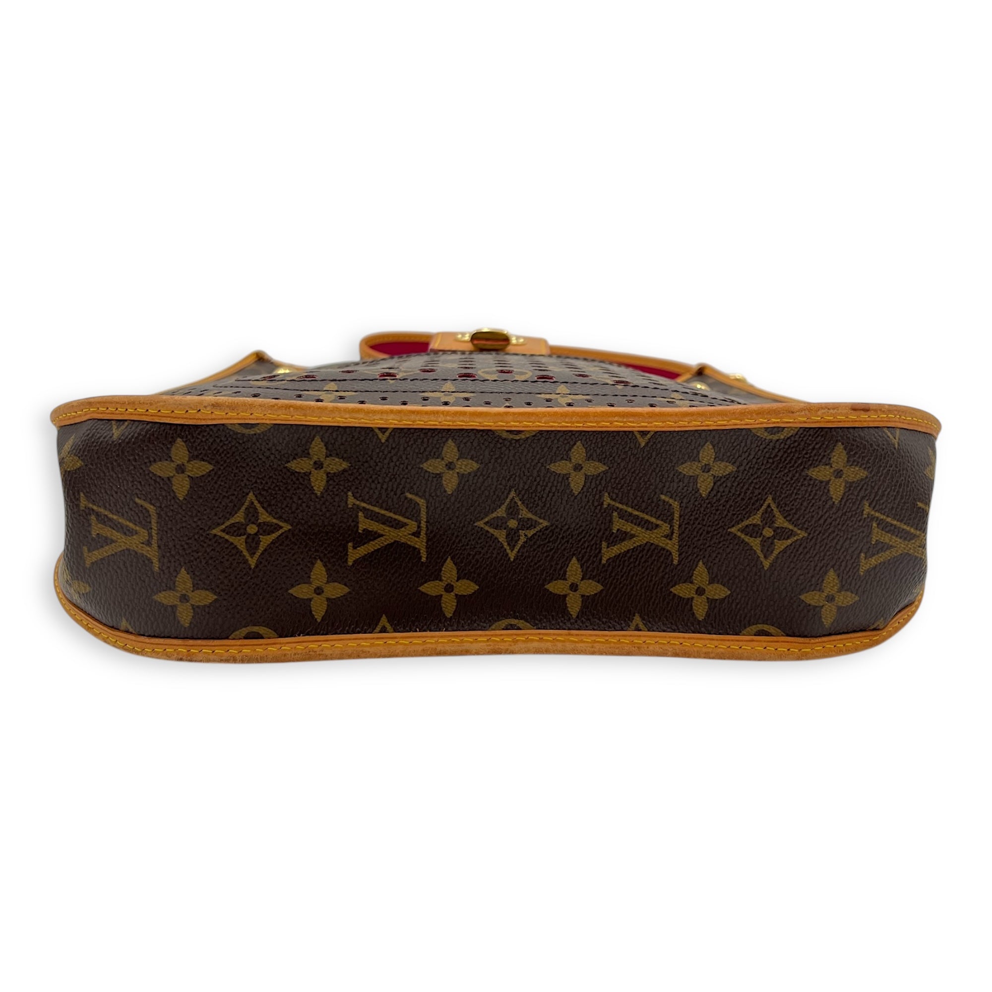 Louis Vuitton Perforated Musette Shoulder Bag Brown in Monogram Coated Canvas, Gold hardware_8
